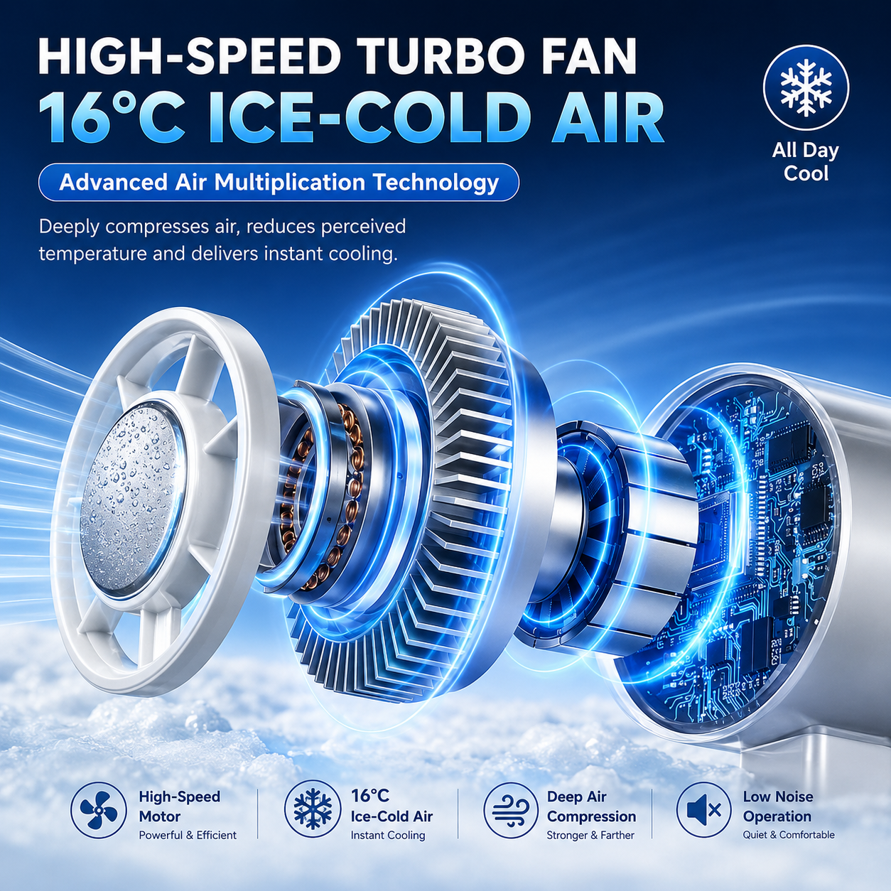 ❄️ 5 in 1 Fan Portable & Cooler | 8H Battery | Waterproof 🔋