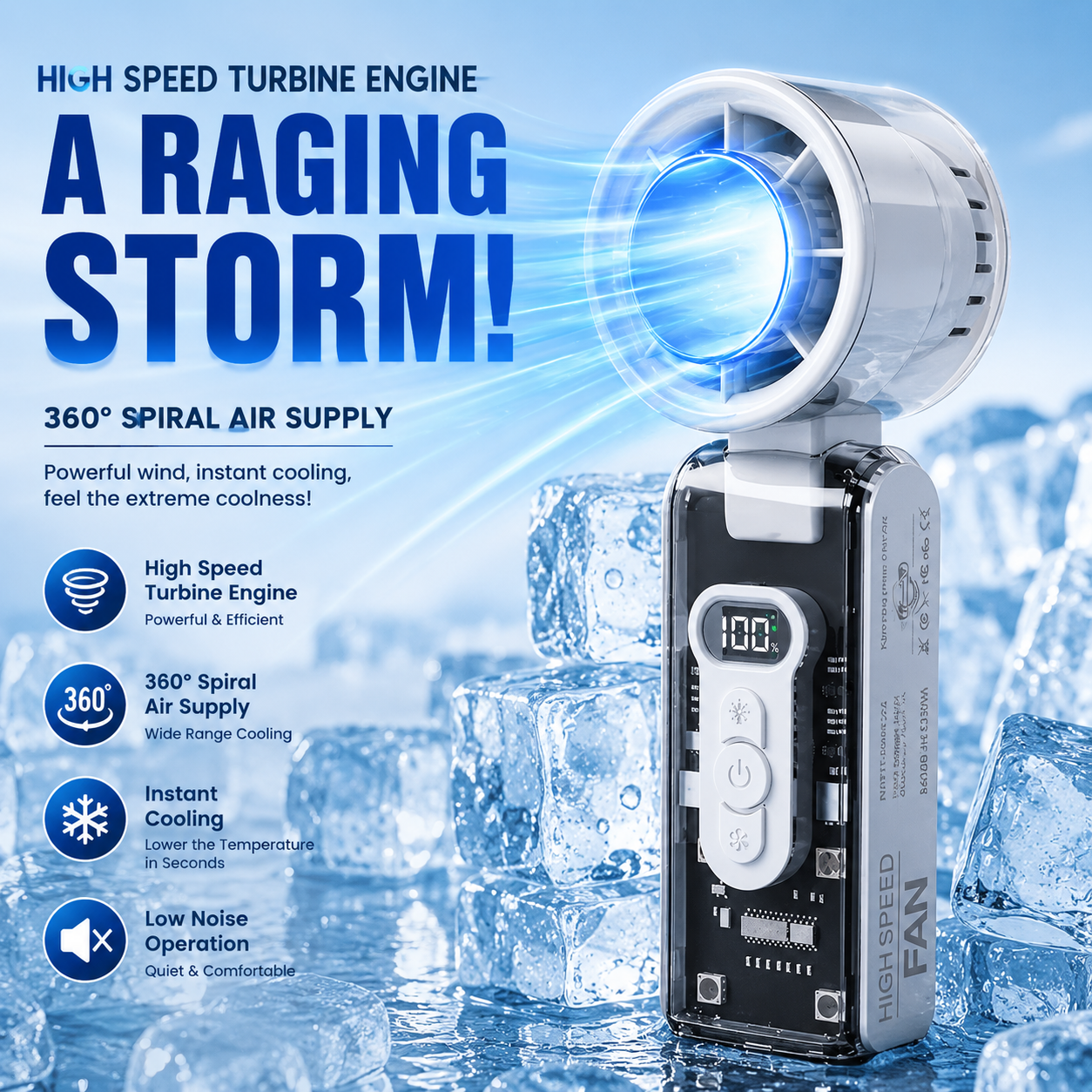 ❄️ 5 in 1 Fan Portable & Cooler | 8H Battery | Waterproof 🔋